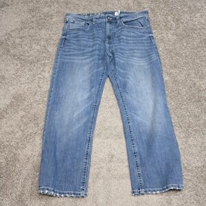 Axel Slim Boot Jeans Mens 38x30 Medium Wash Embroidered Flap Pockets Denim